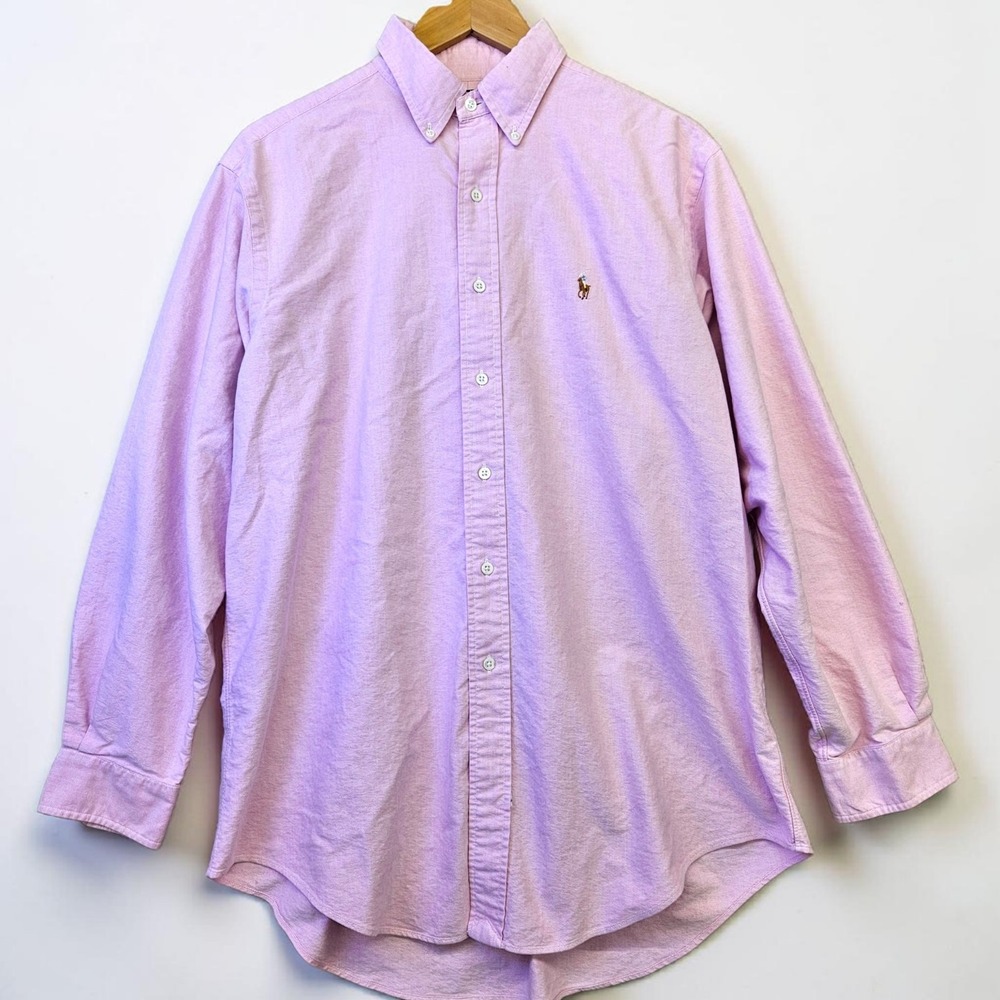 Ralph Lauren Oxford Button Down Shirt Mens 16.5 34 Pink Pony Logo 100% Cotton